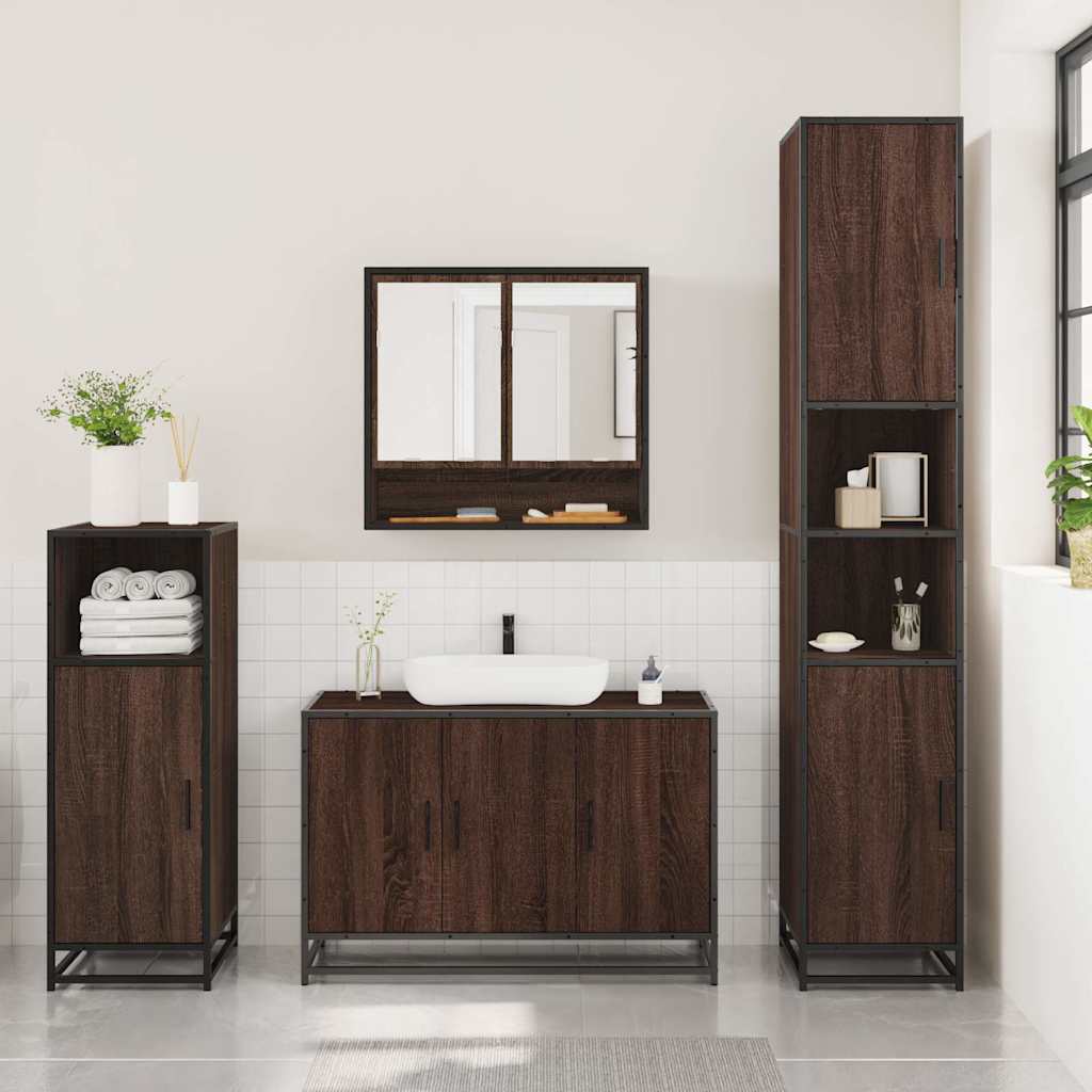 3 Piece Bathroom Furniture Set Engineered Wood