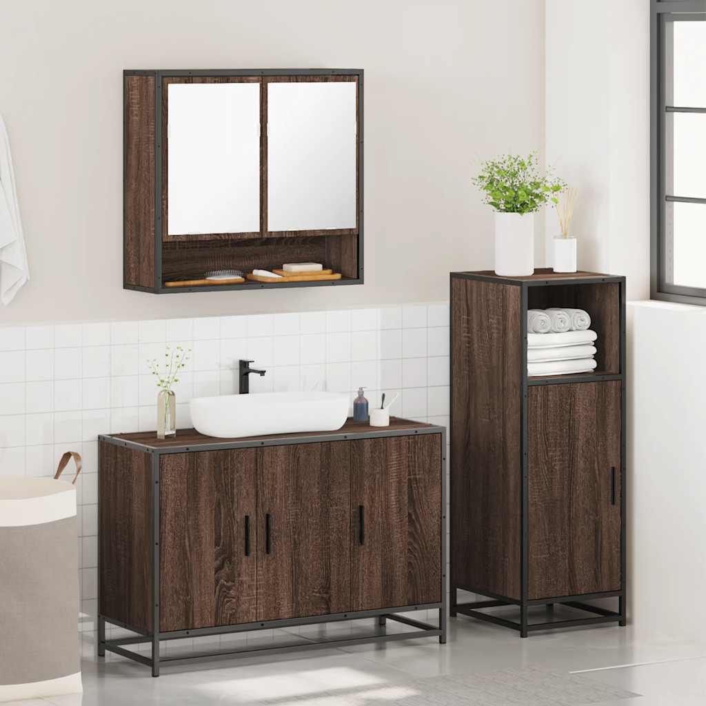 3 Piece Bathroom Furniture Set Engineered Wood