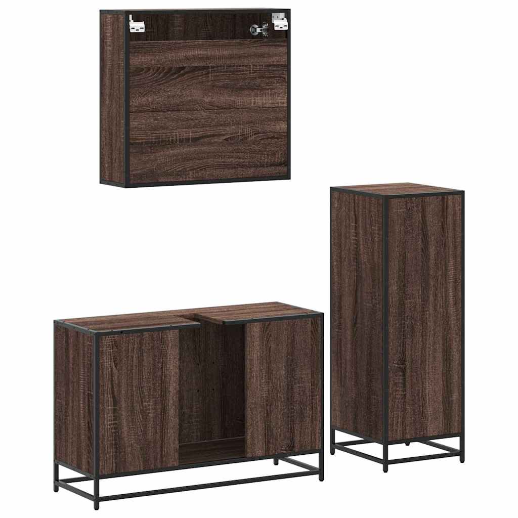 3 Piece Bathroom Furniture Set Engineered Wood