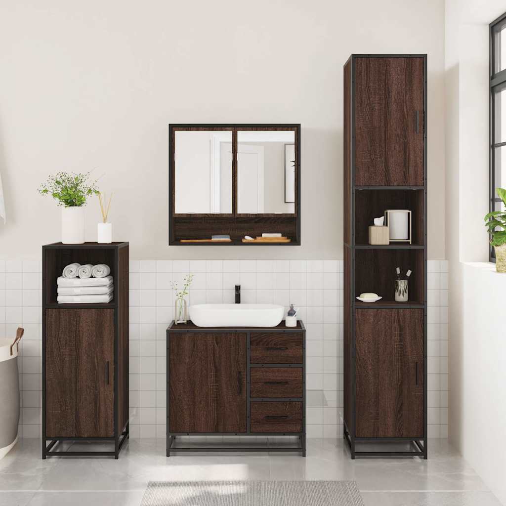 3 Piece Bathroom Furniture Set Engineered Wood