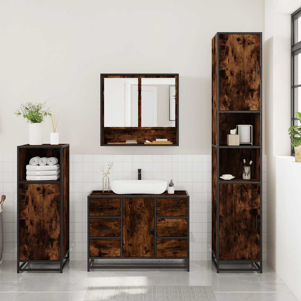 3 Piece Bathroom Furniture Set Engineered Wood