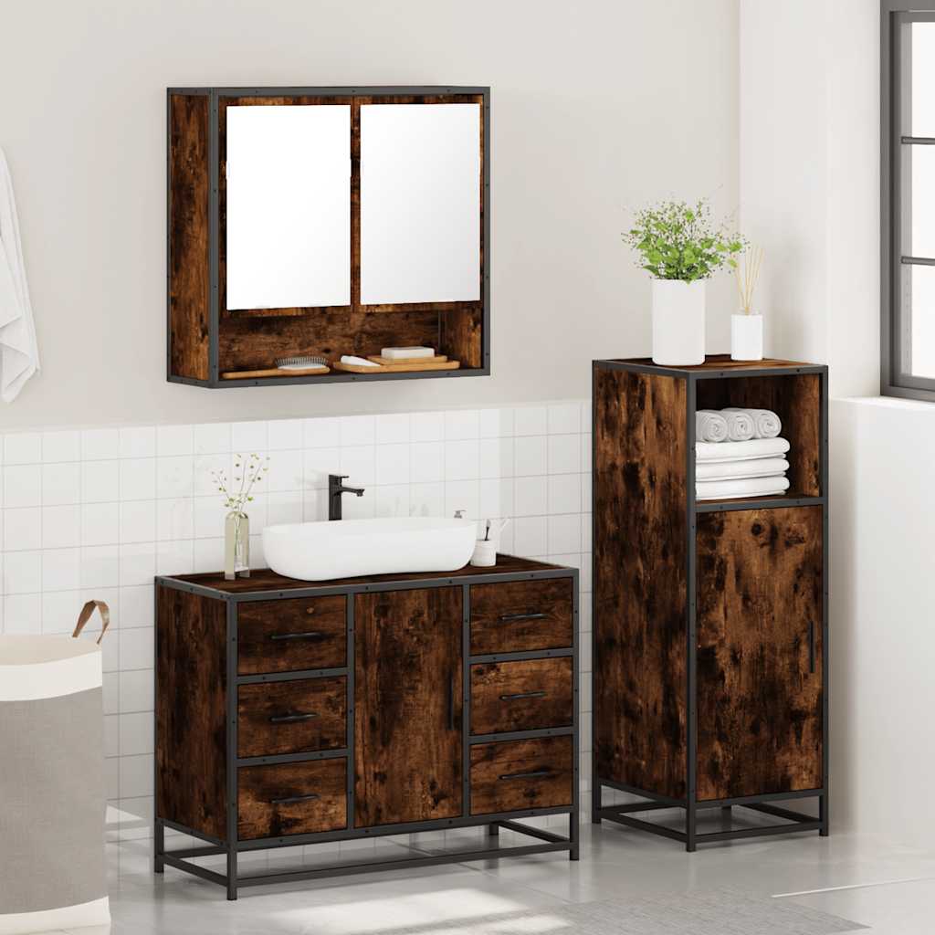 3 Piece Bathroom Furniture Set Engineered Wood