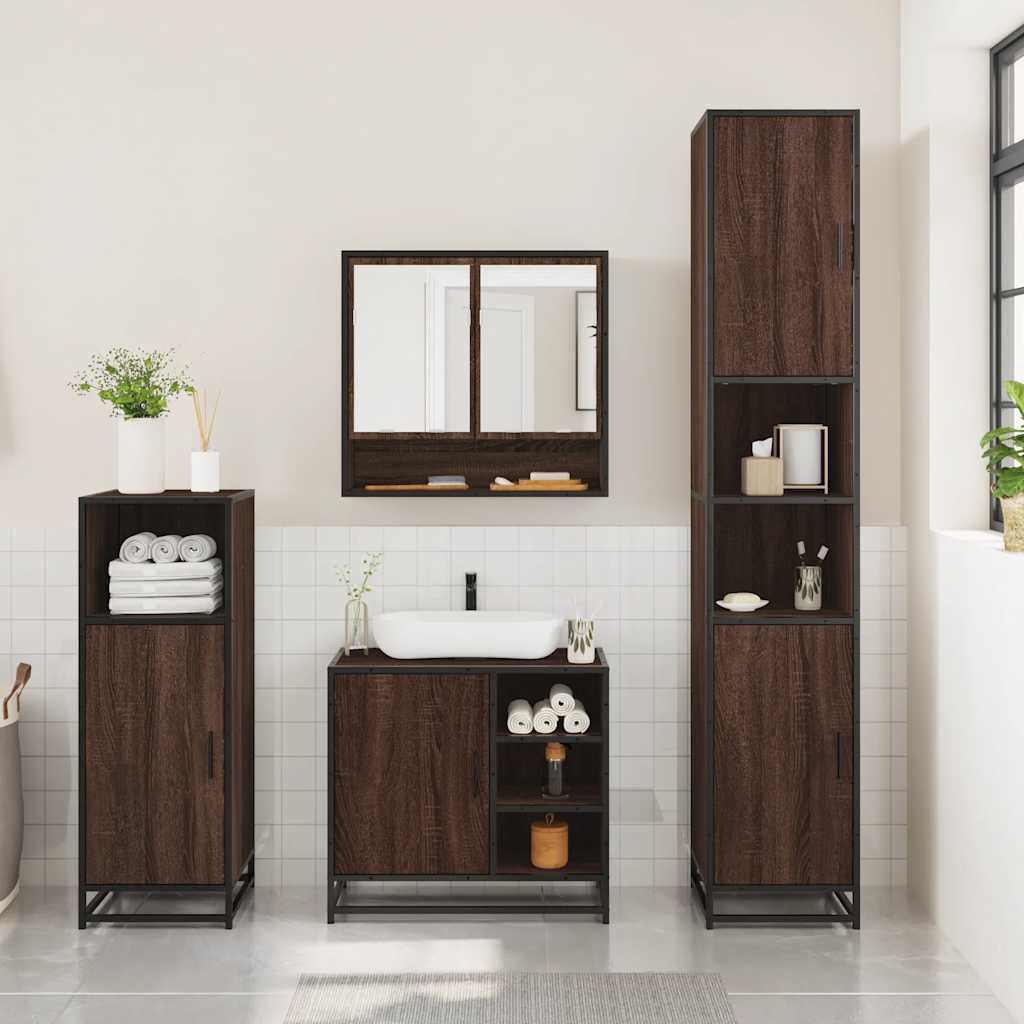 3 Piece Bathroom Furniture Set Engineered Wood