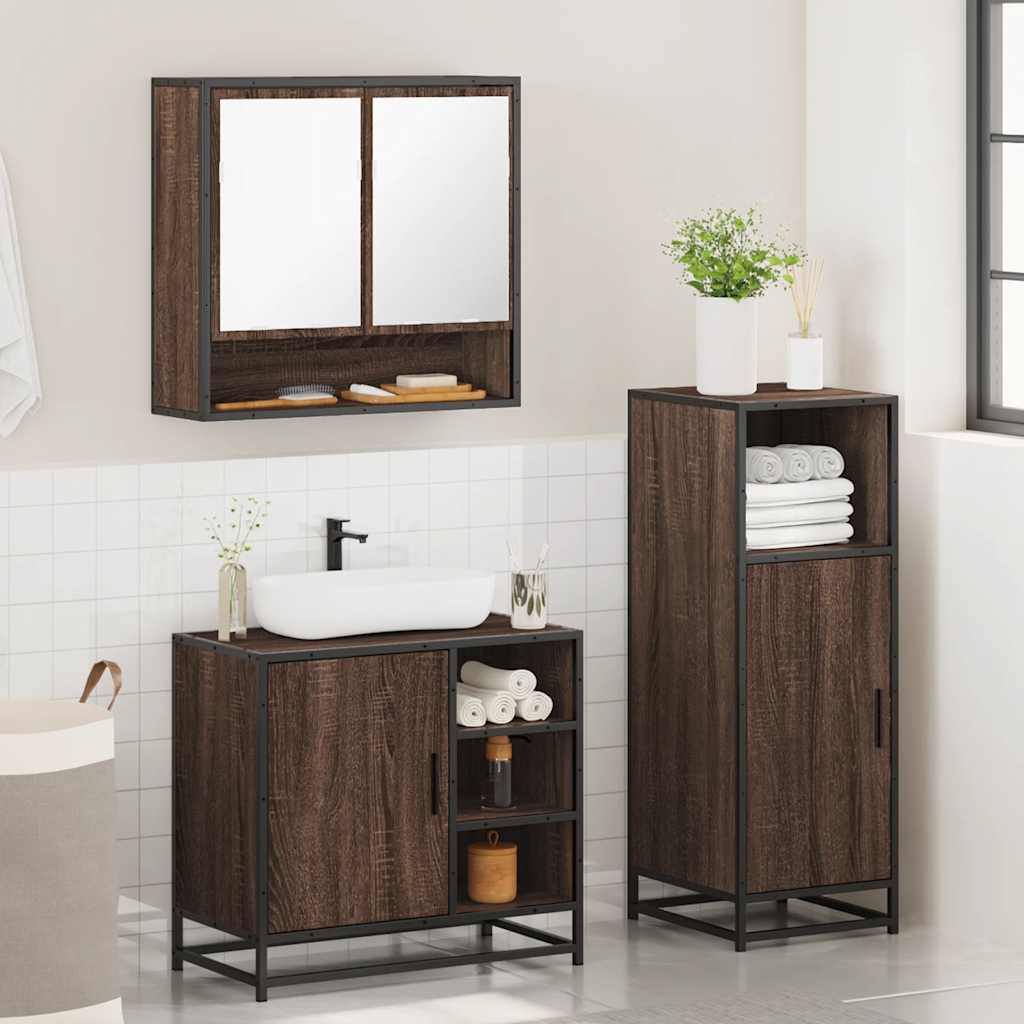 3 Piece Bathroom Furniture Set Engineered Wood