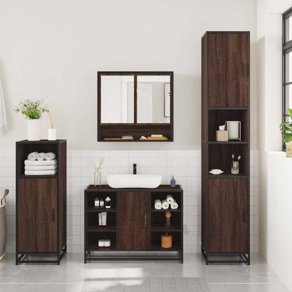 3 Piece Bathroom Furniture Set Engineered Wood