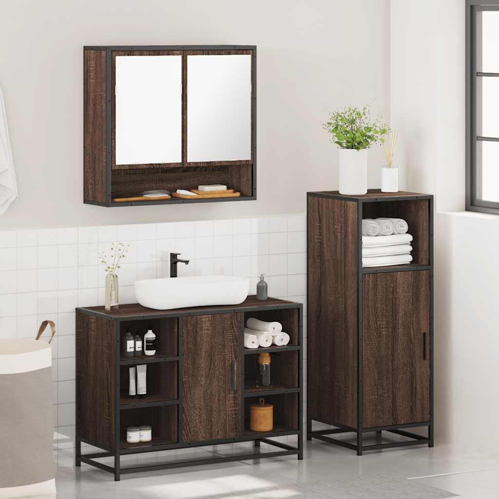 3 Piece Bathroom Furniture Set Engineered Wood
