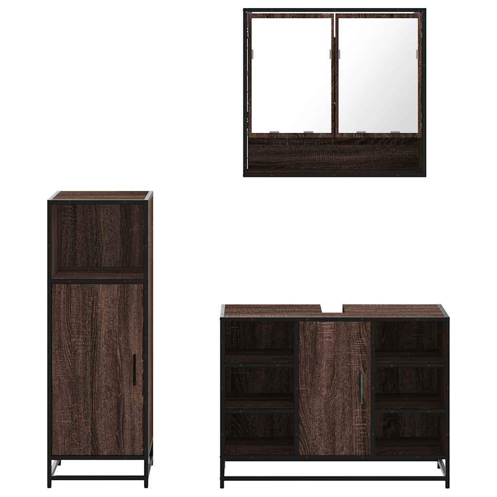 3 Piece Bathroom Furniture Set Engineered Wood