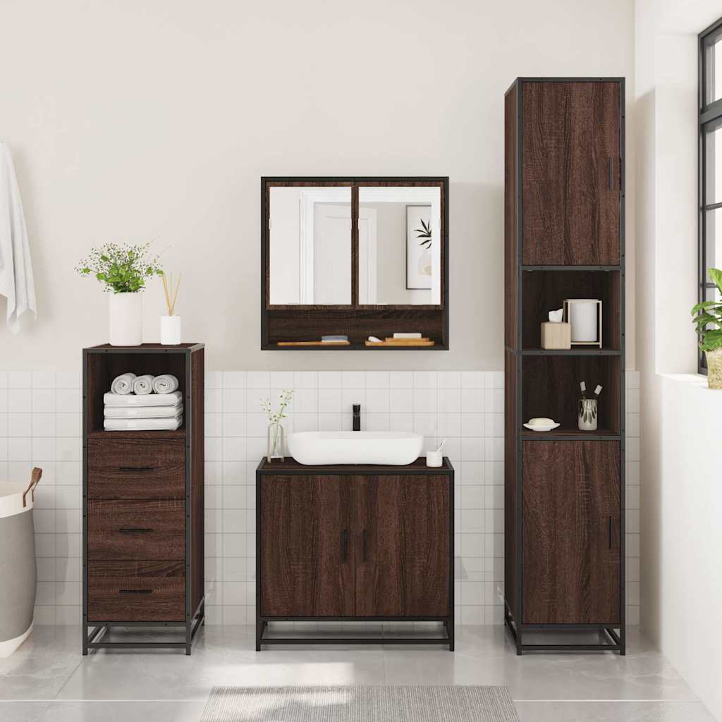 3 Piece Bathroom Furniture Set Engineered Wood