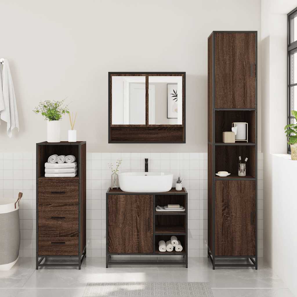 3 Piece Bathroom Furniture Set Engineered Wood