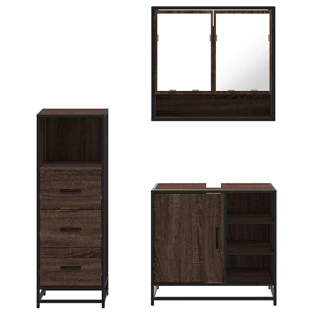 3 Piece Bathroom Furniture Set Engineered Wood