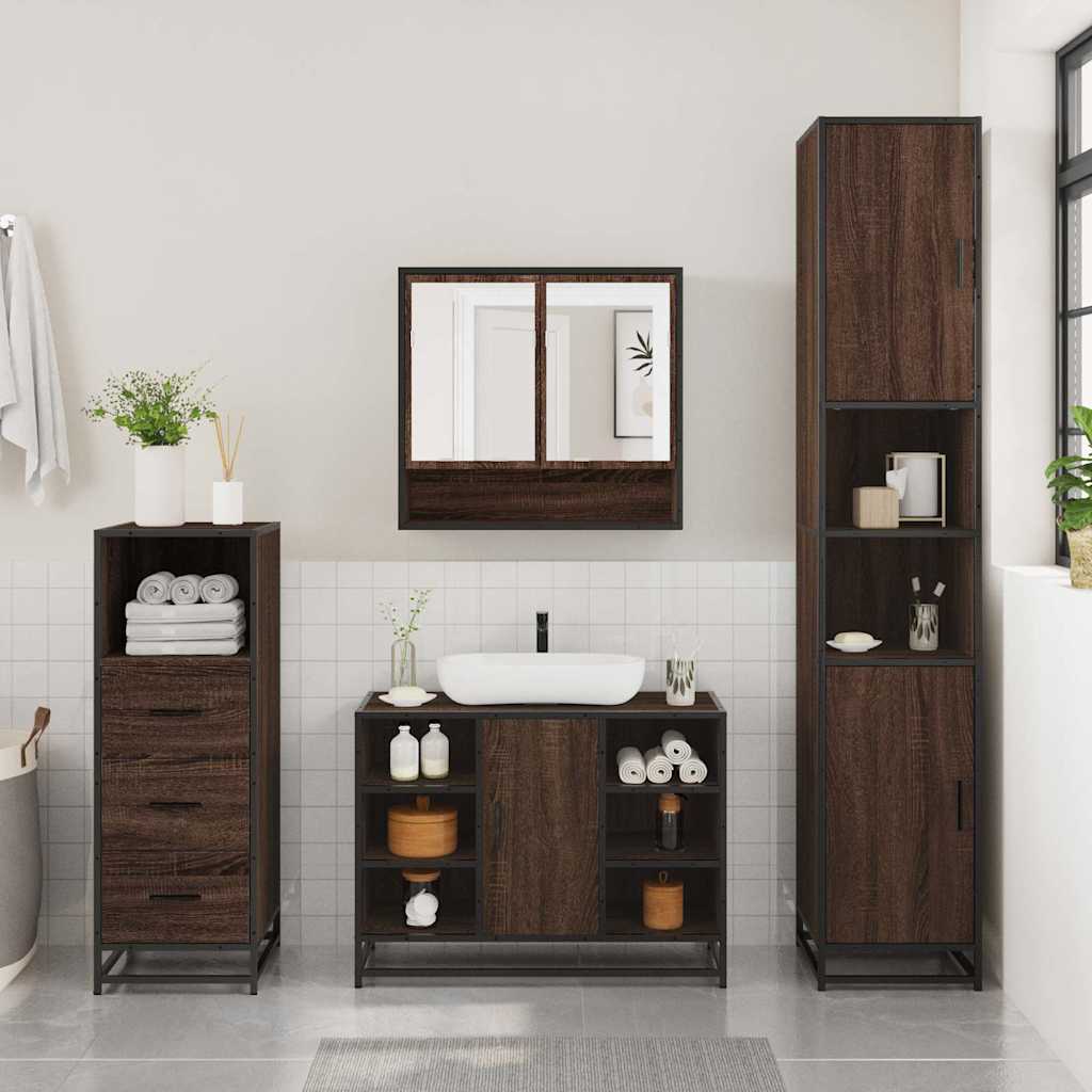 3 Piece Bathroom Furniture Set Engineered Wood