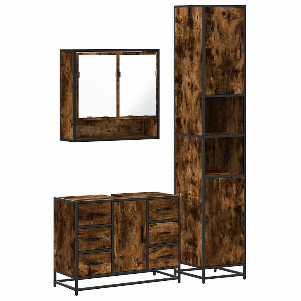 3 Piece Bathroom Furniture Set Engineered Wood