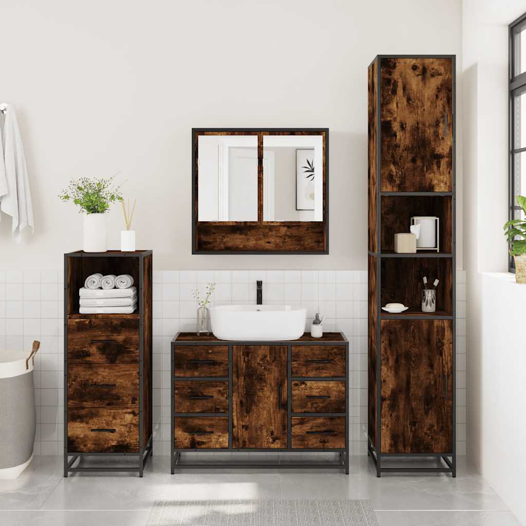 3 Piece Bathroom Furniture Set Engineered Wood