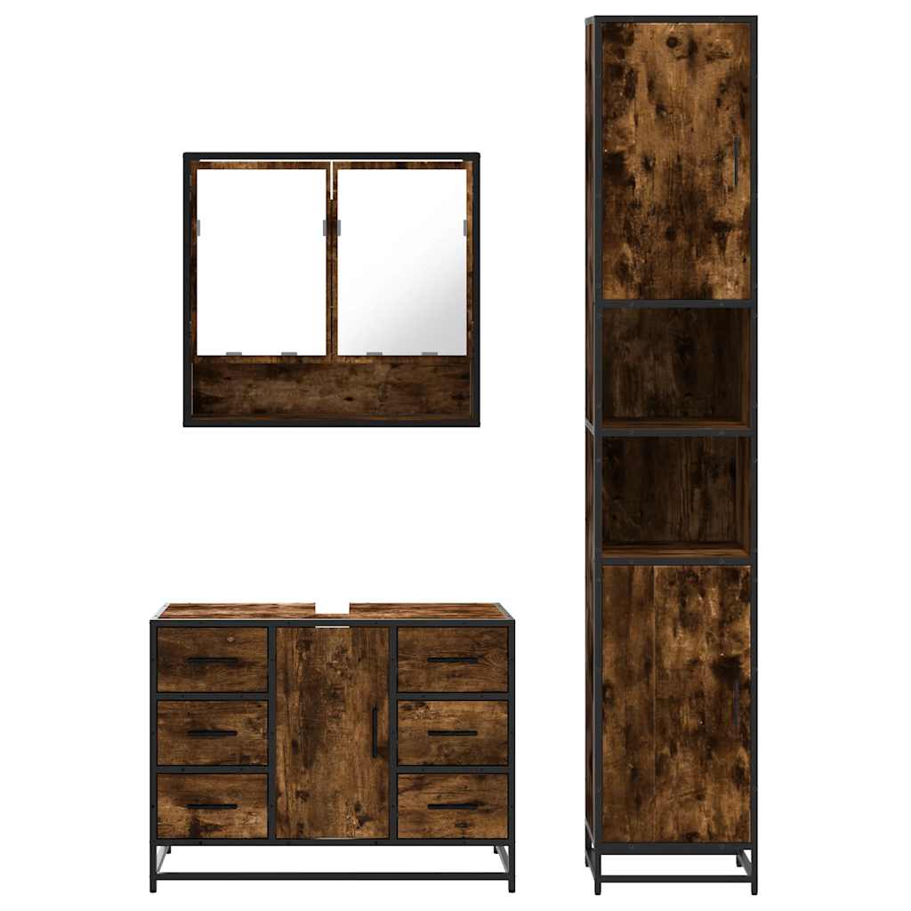 3 Piece Bathroom Furniture Set Engineered Wood