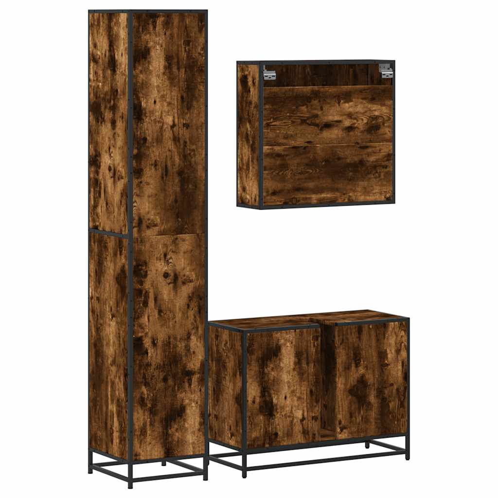 3 Piece Bathroom Furniture Set Engineered Wood