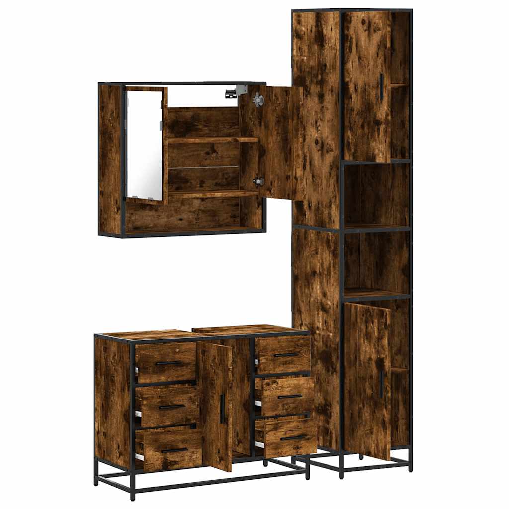 3 Piece Bathroom Furniture Set Engineered Wood