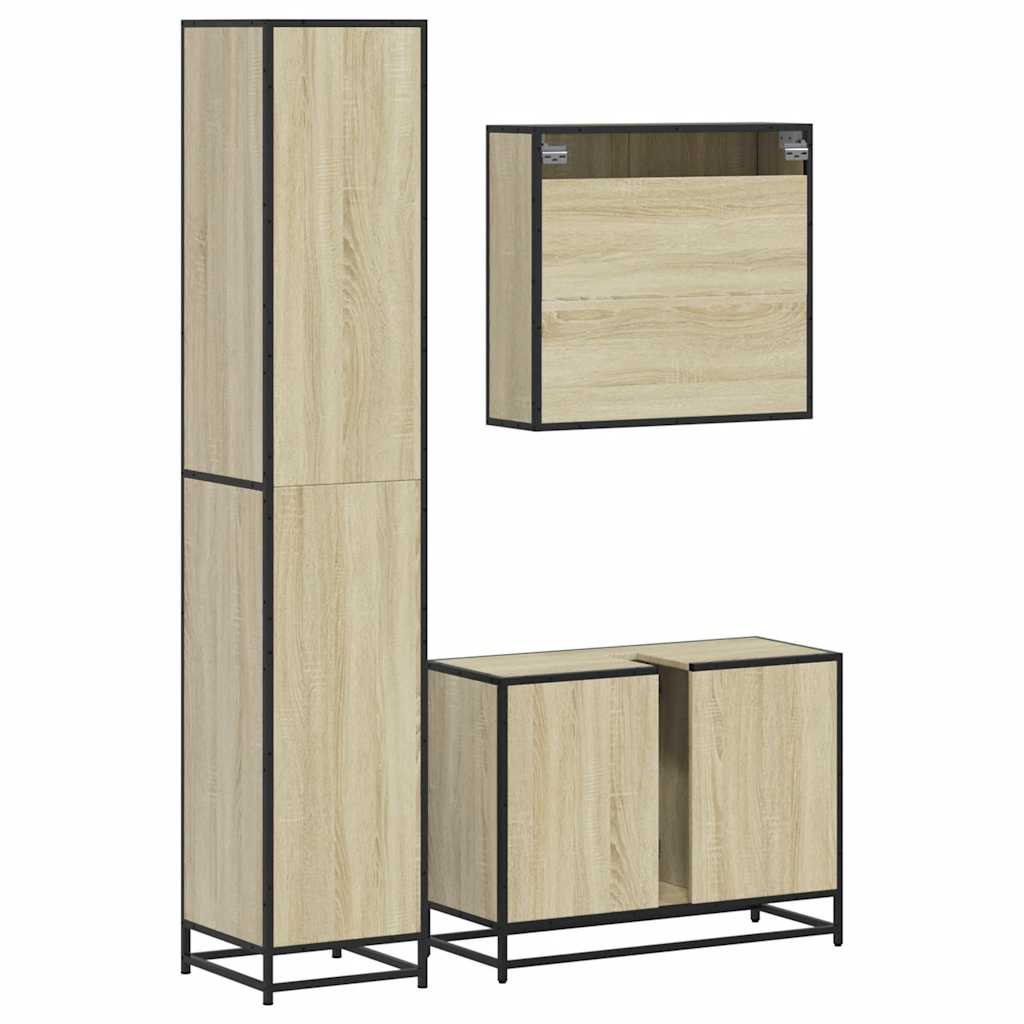 3 Piece Bathroom Furniture Set Engineered Wood