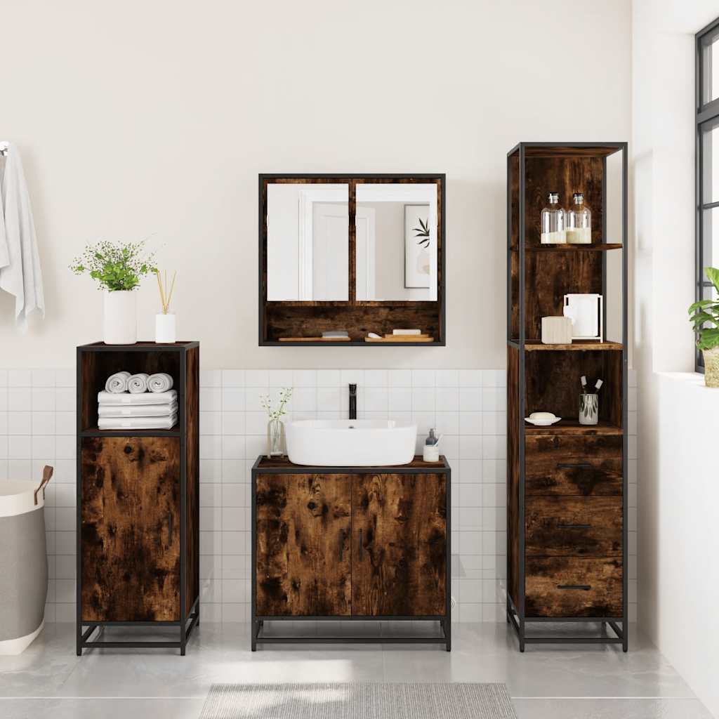 3 Piece Bathroom Furniture Set Engineered Wood