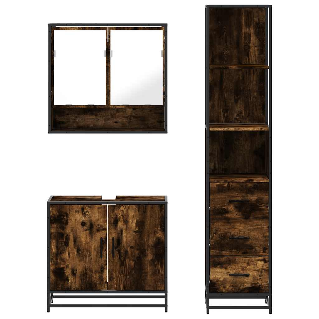 3 Piece Bathroom Furniture Set Engineered Wood