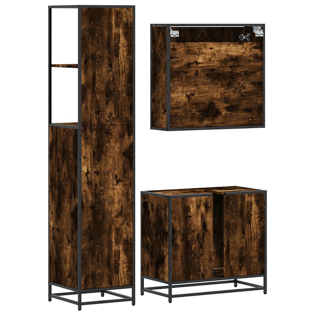 3 Piece Bathroom Furniture Set Engineered Wood