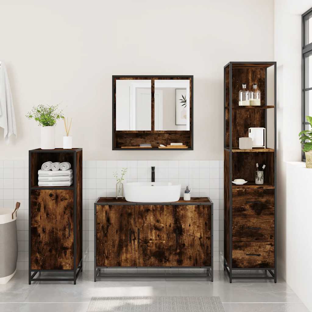 3 Piece Bathroom Furniture Set Engineered Wood