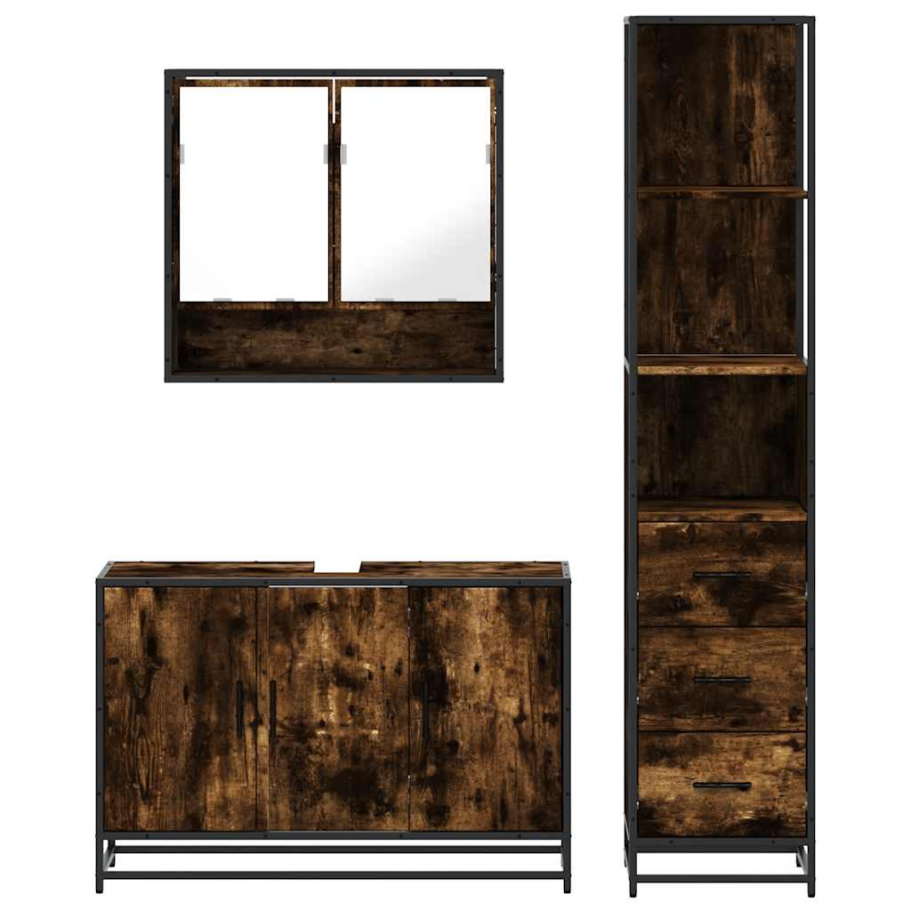 3 Piece Bathroom Furniture Set Engineered Wood