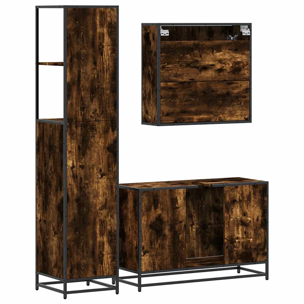 3 Piece Bathroom Furniture Set Engineered Wood