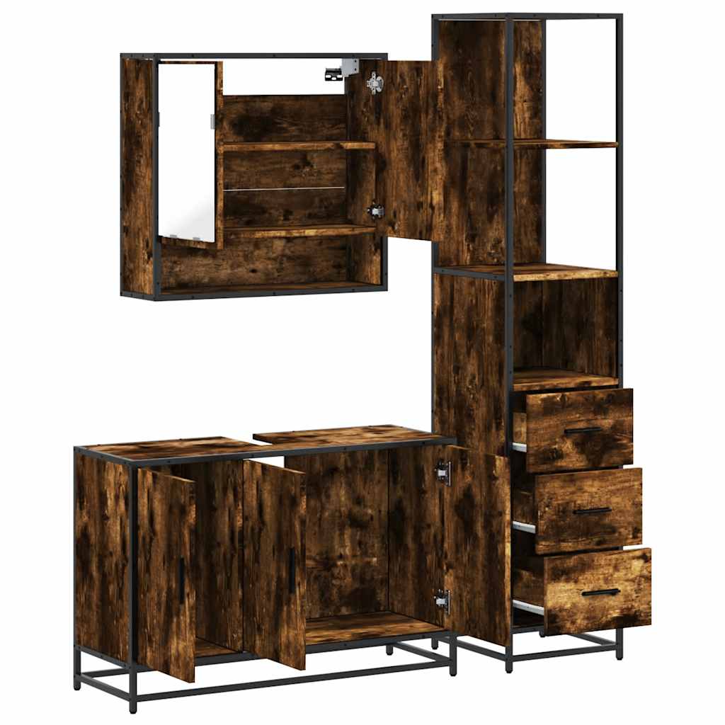 3 Piece Bathroom Furniture Set Engineered Wood
