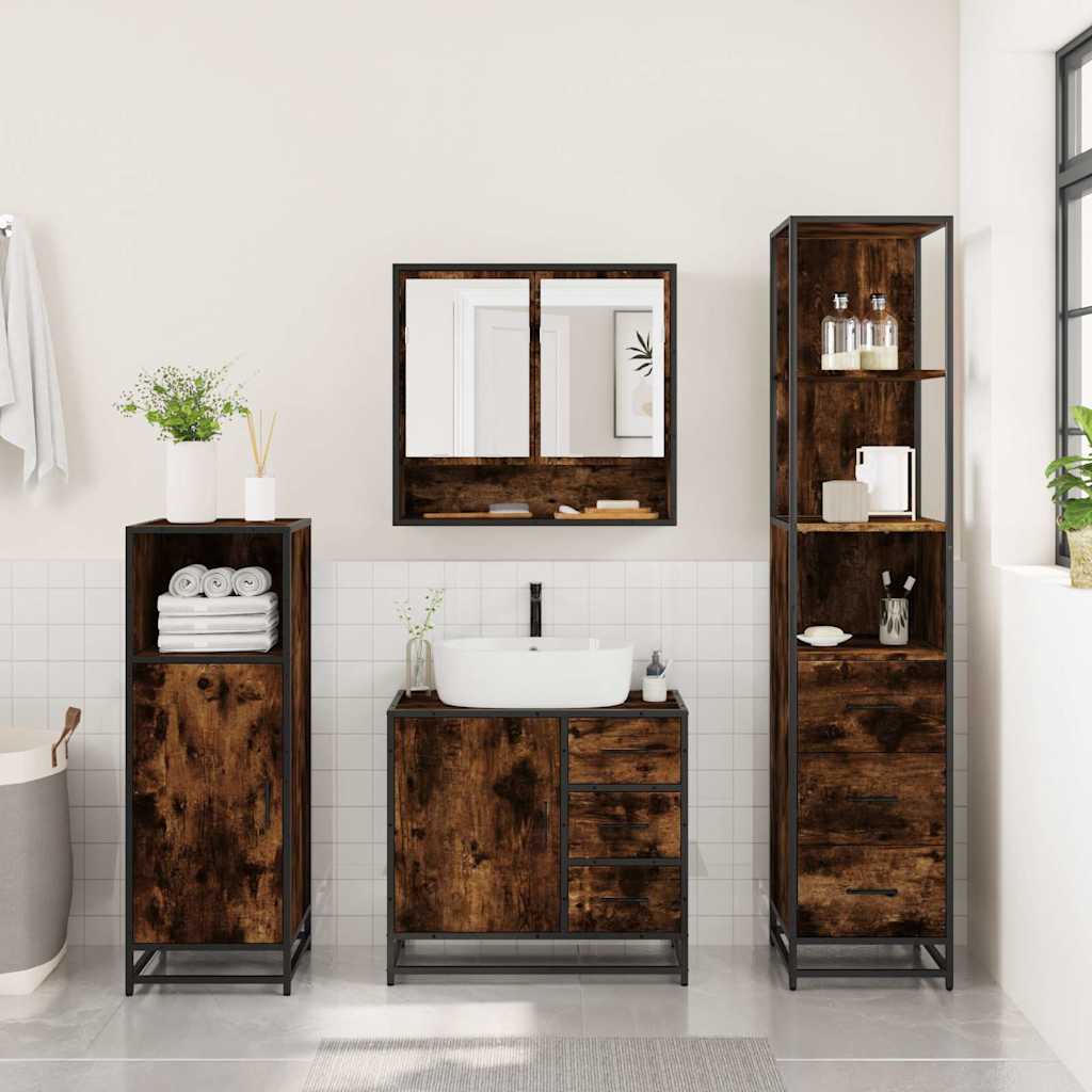 3 Piece Bathroom Furniture Set Engineered Wood