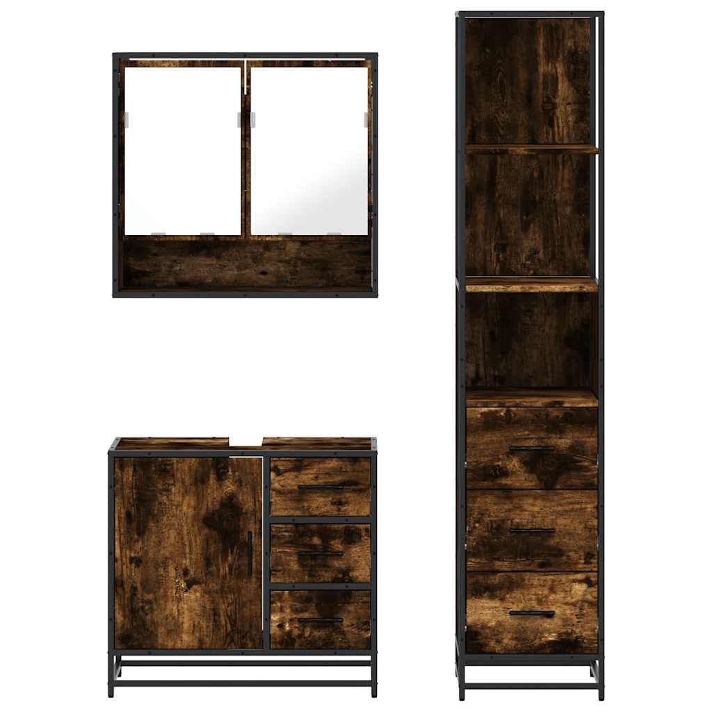 3 Piece Bathroom Furniture Set Engineered Wood