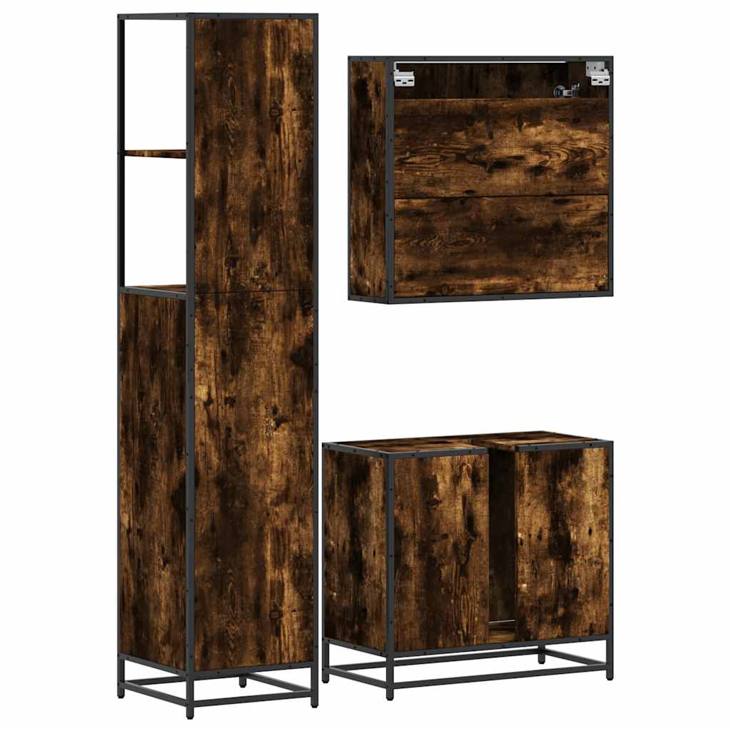 3 Piece Bathroom Furniture Set Engineered Wood