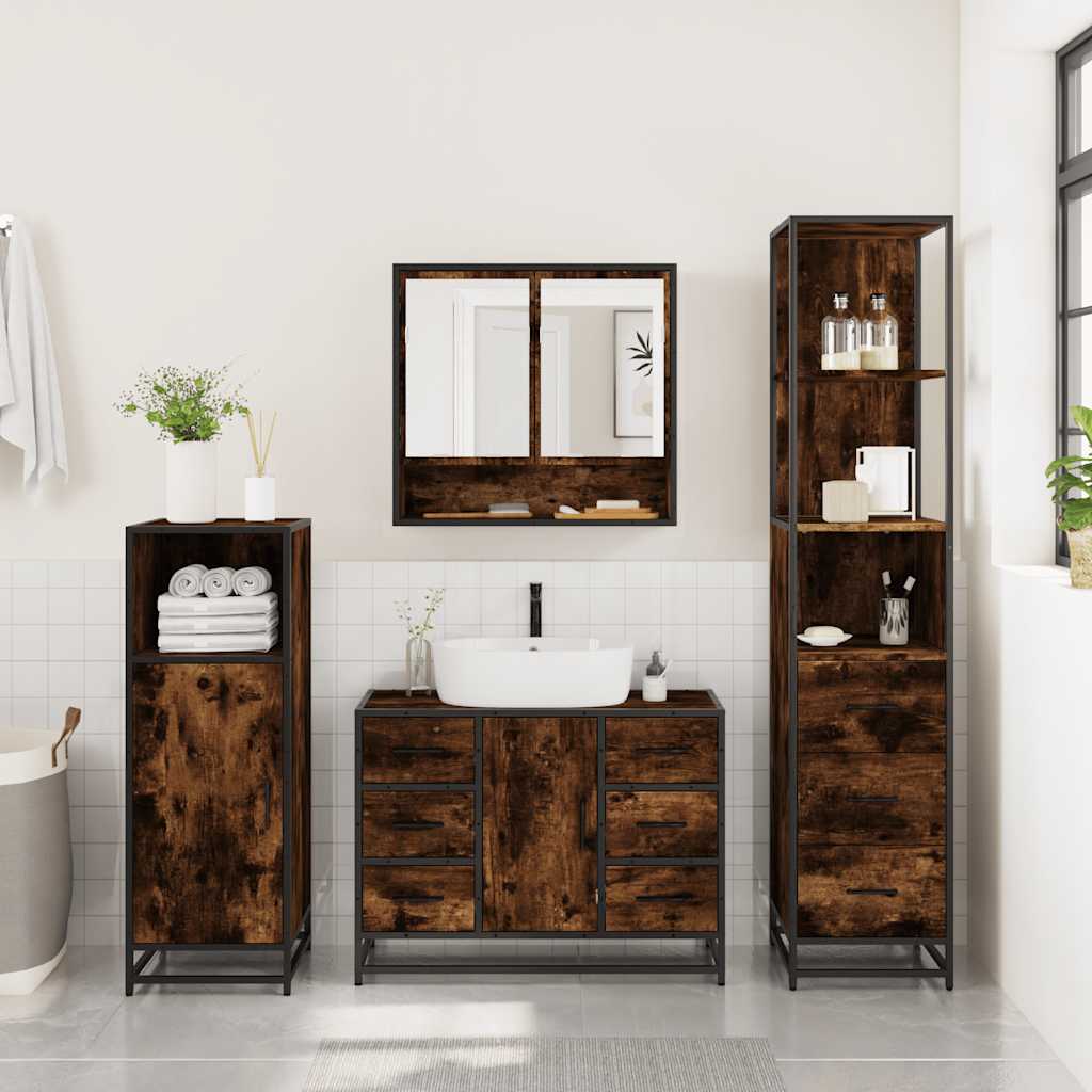 3 Piece Bathroom Furniture Set Engineered Wood