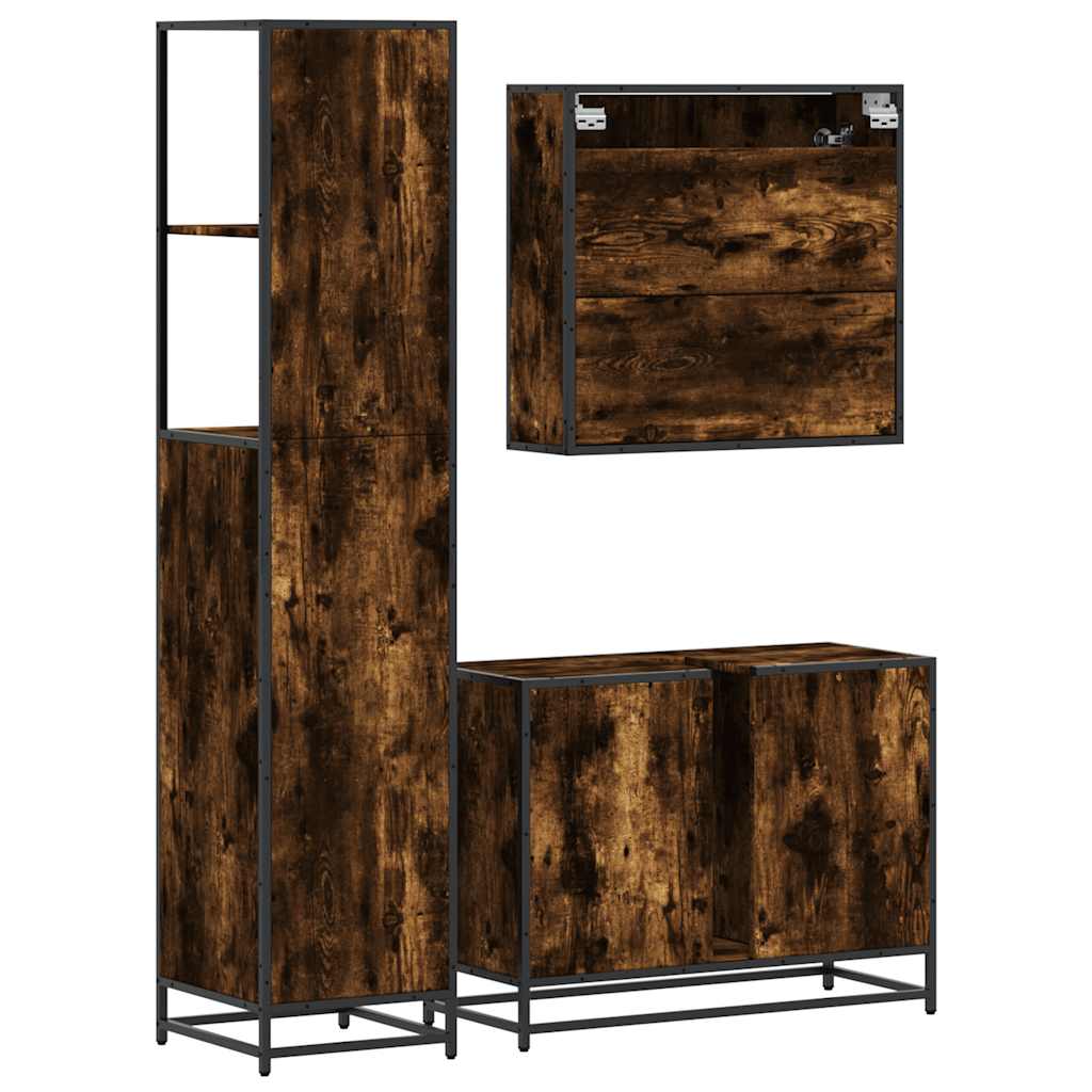 3 Piece Bathroom Furniture Set Engineered Wood
