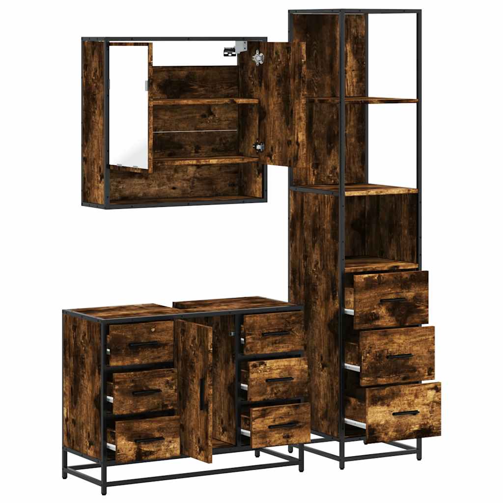 3 Piece Bathroom Furniture Set Engineered Wood