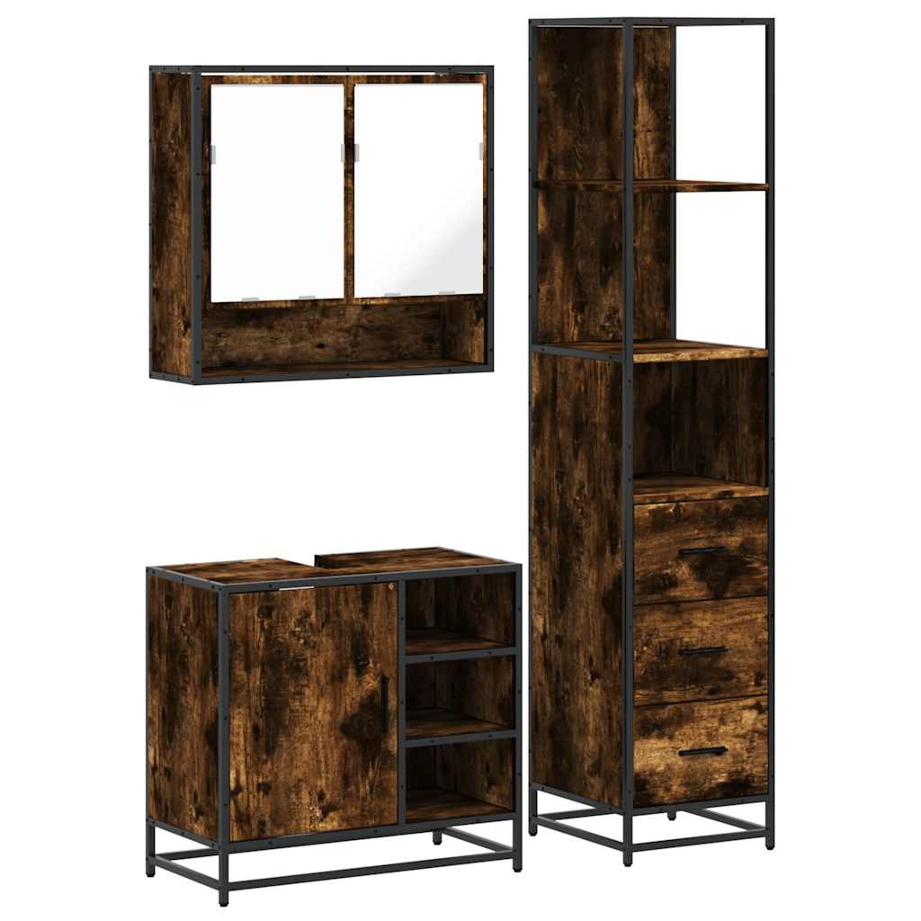 3 Piece Bathroom Furniture Set Engineered Wood