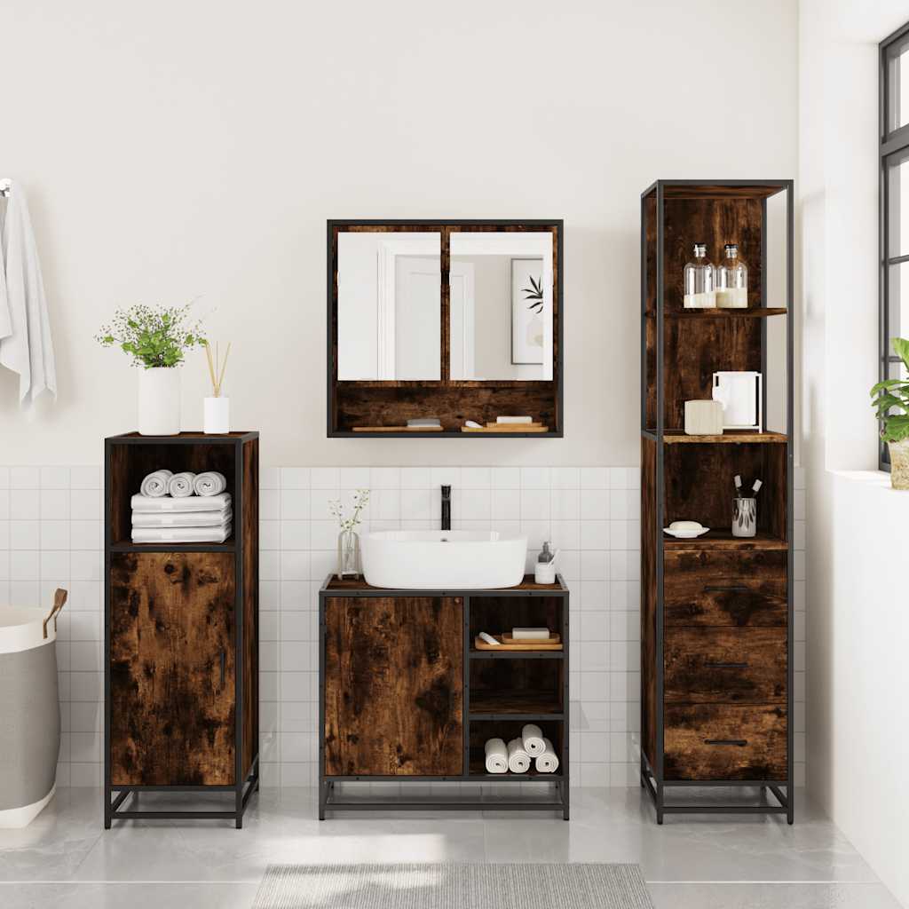 3 Piece Bathroom Furniture Set Engineered Wood