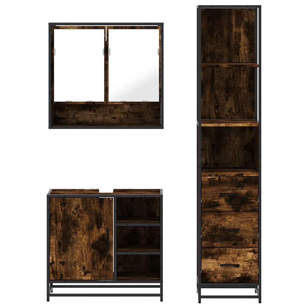 3 Piece Bathroom Furniture Set Engineered Wood