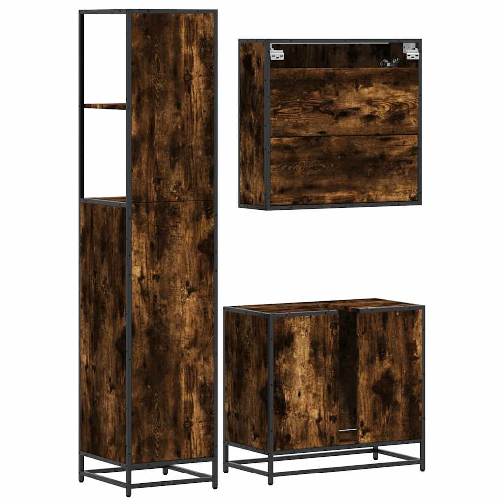 3 Piece Bathroom Furniture Set Engineered Wood