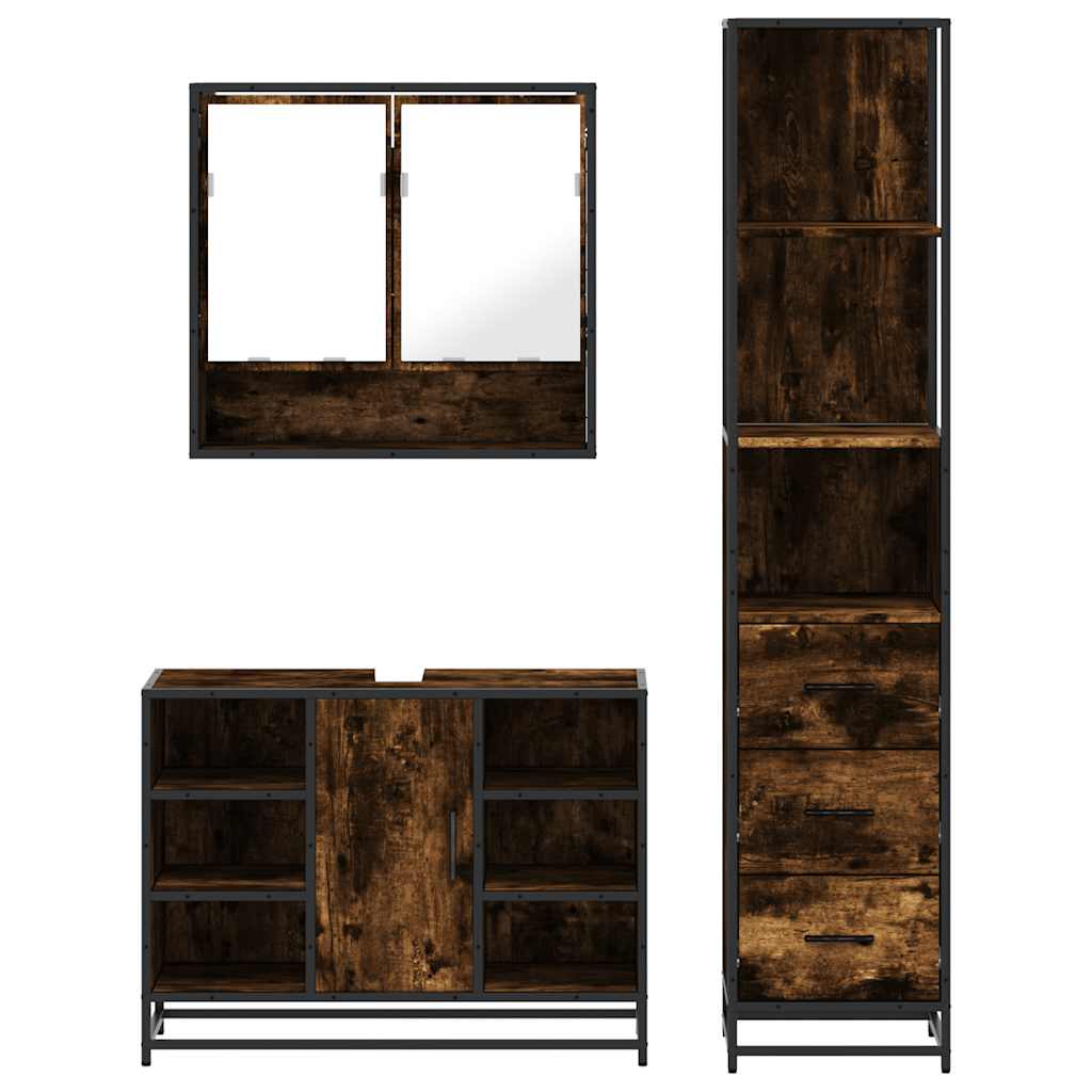 3 Piece Bathroom Furniture Set Engineered Wood