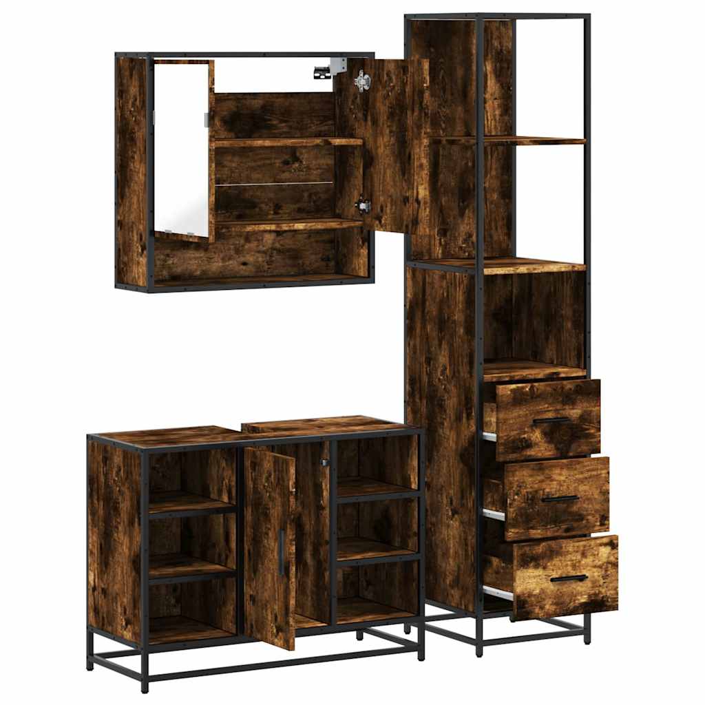 3 Piece Bathroom Furniture Set Engineered Wood