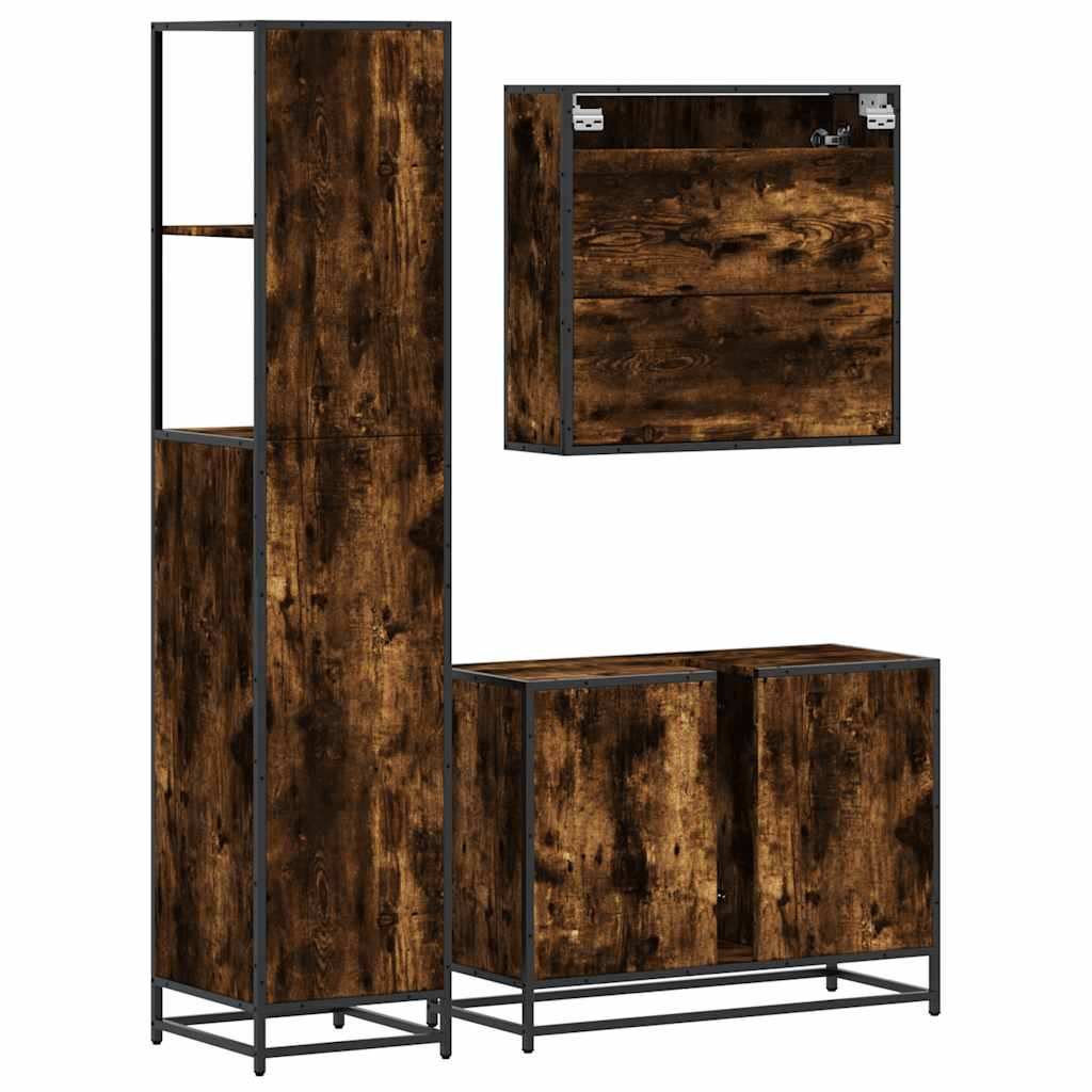 3 Piece Bathroom Furniture Set Engineered Wood