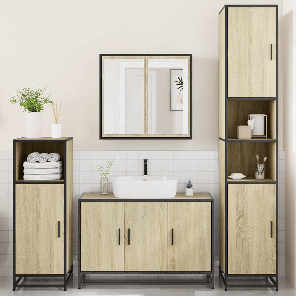 4 Piece Bathroom Furniture Set Engineered Wood