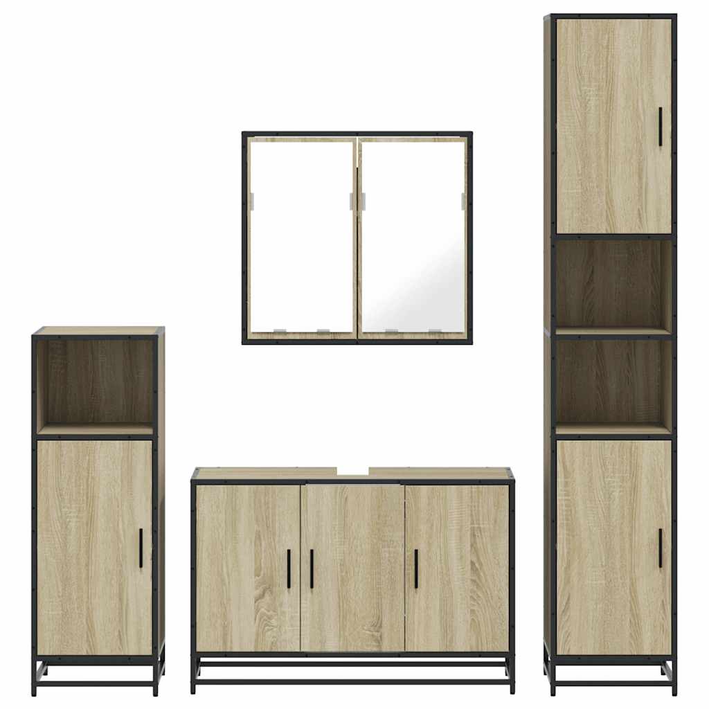 4 Piece Bathroom Furniture Set Engineered Wood