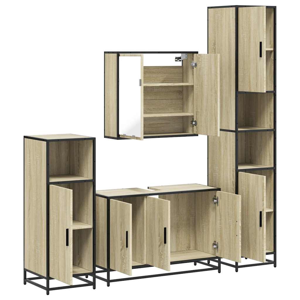 4 Piece Bathroom Furniture Set Engineered Wood