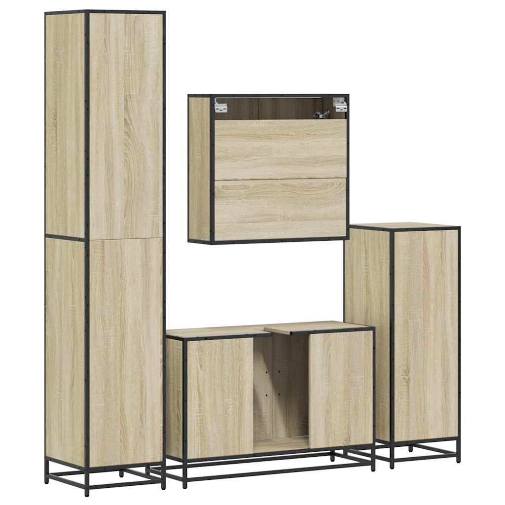 4 Piece Bathroom Furniture Set Engineered Wood