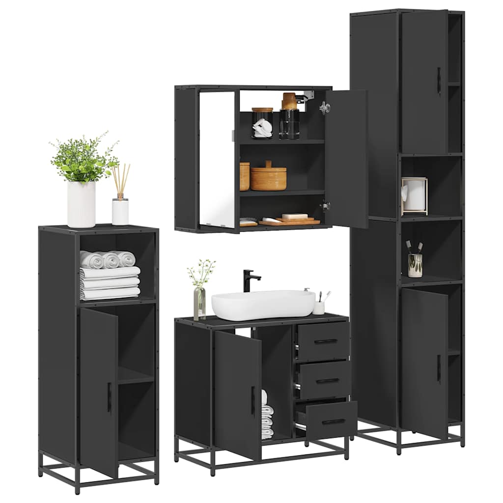 4 Piece Bathroom Furniture Set Engineered Wood