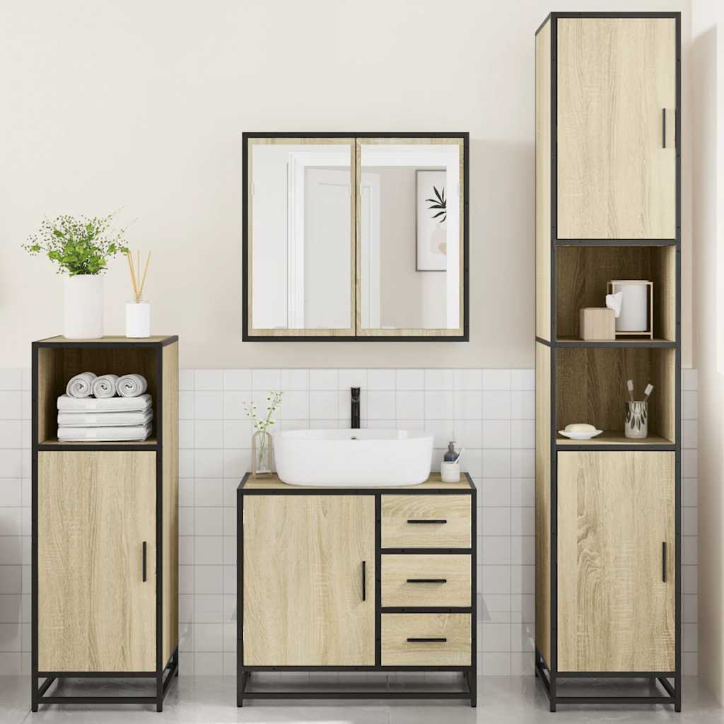 4 Piece Bathroom Furniture Set Engineered Wood