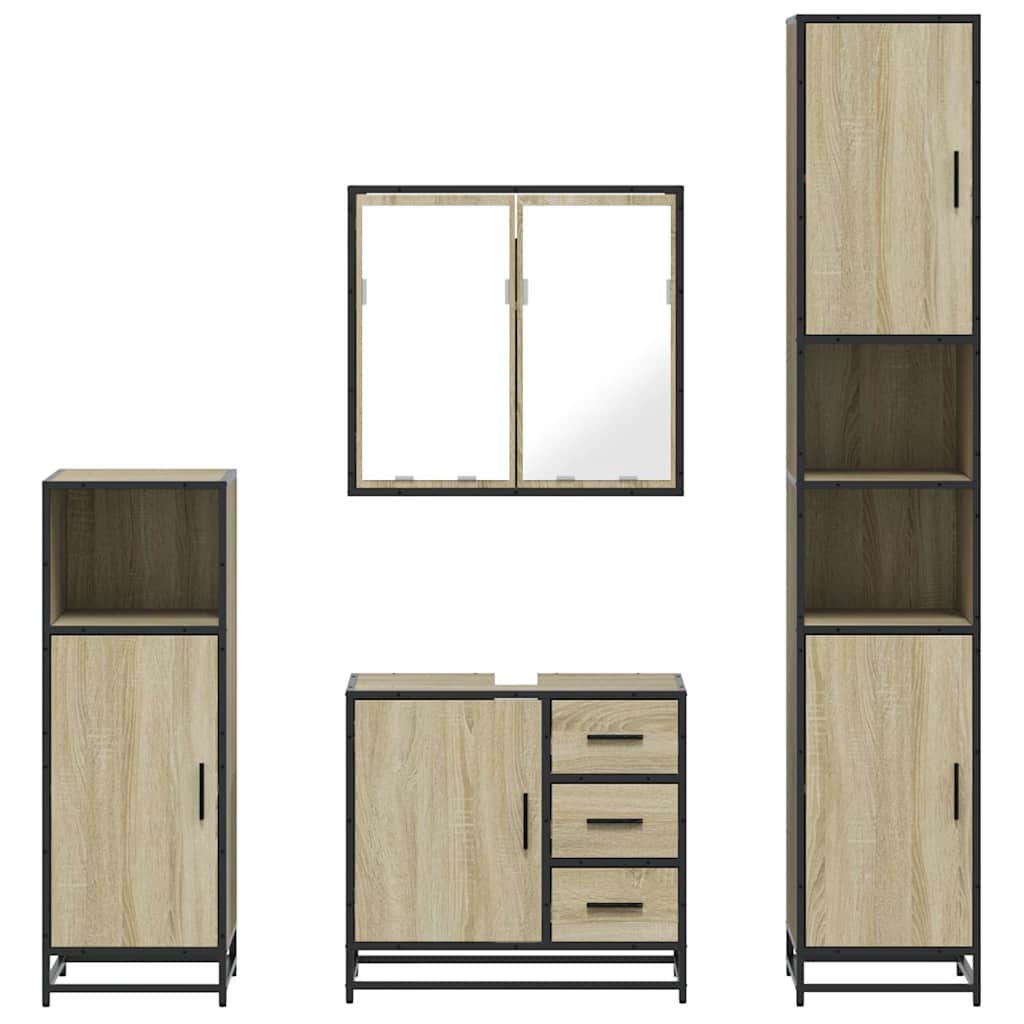 4 Piece Bathroom Furniture Set Engineered Wood