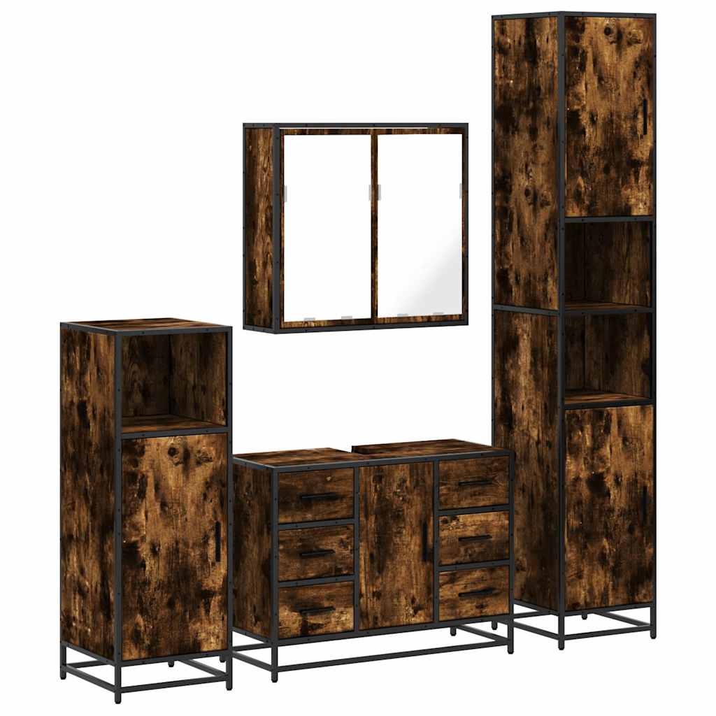 4 Piece Bathroom Furniture Set Engineered Wood