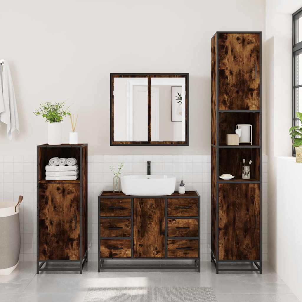 4 Piece Bathroom Furniture Set Engineered Wood